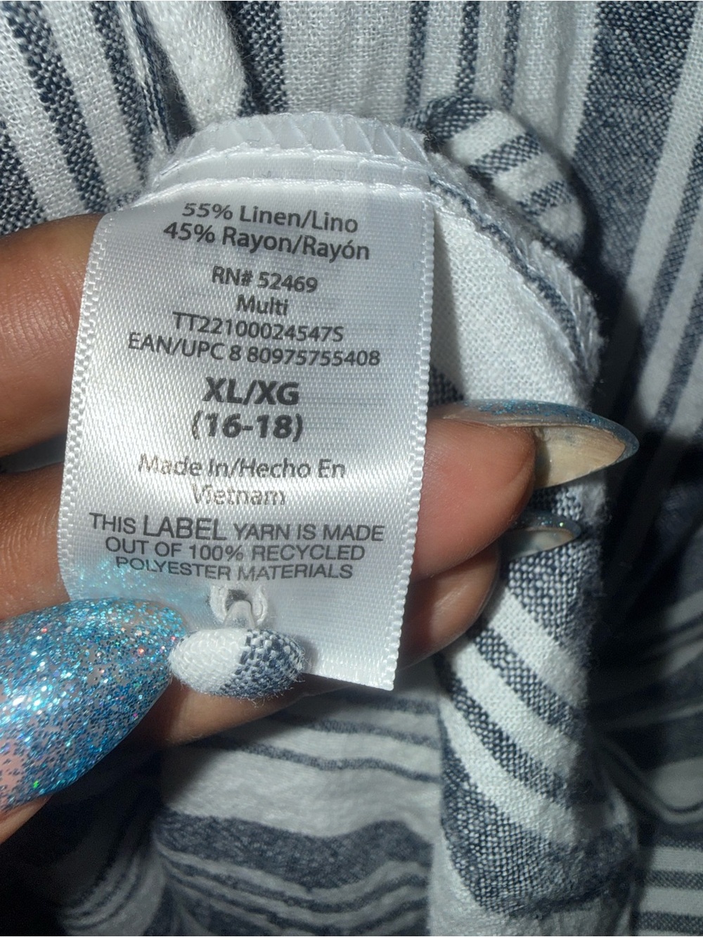 Time and Tru Blue and White Striped Midi Dress - Picture 5 of 6
